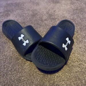 Black Under Armour slides, Size 12.